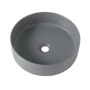 15.7 in. Glossy Gray Ceramic Round Vessel Bathroom Sink