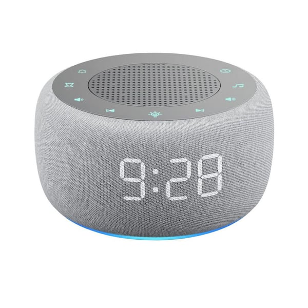 2-in-1 Sound Machine & Alarm Clock with 18 Soothing Sounds and Night Light in White, Digital Sleep Aid Device