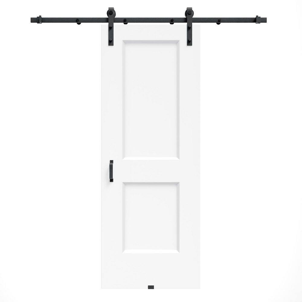 24 in. x 80 in. H Shape White Primed MDF Easy Install Sliding Barn Door with Hardware Kit Handle Included for Bathroom price history on PriceWatchPro