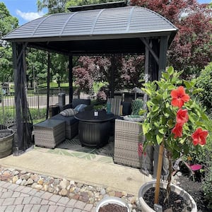 10 ft. x 12 ft. Outdoor Aluminum Frame Patio Gazebo Canopy Tent Shelter with Galvanized Steel Double Hardtop Pavilion