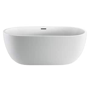 Penney 61 in. Acrylic Flatbottom Non-Whirlpool Bathtub in White with 7 in. Deck Holes and Integral Drain