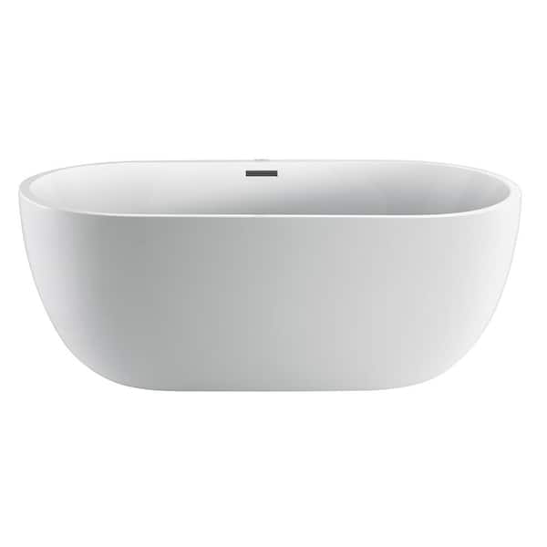 Barclay Products Penney 61 in. Acrylic Flatbottom Non-Whirlpool Bathtub in White with Tap Deck and Integral Drain