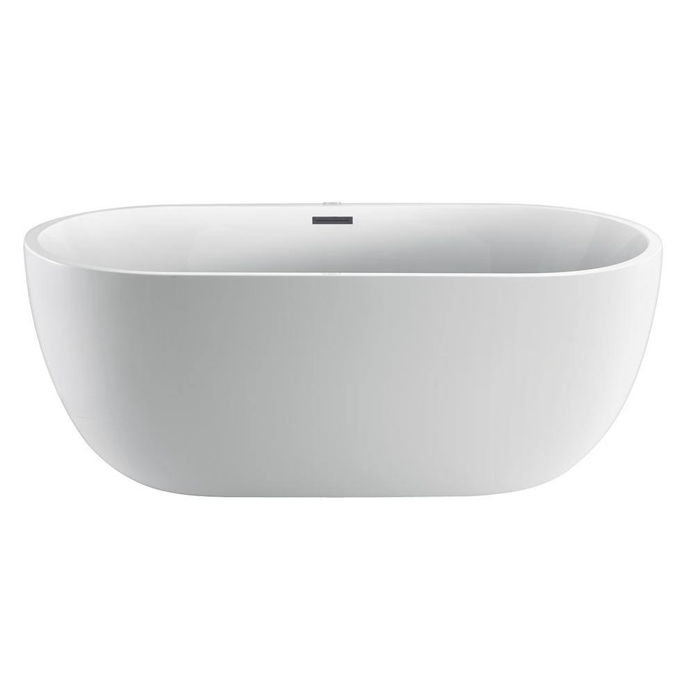 Pilar 65" White Acrylic Freestanding Oval Soaking Tub