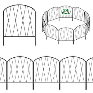 24.8 ft. L x 15.9 in. H Black Metal Decorative Garden Fence Animal Barrier No Dig Rustproof Flower Bed Fencing (24-Pack)