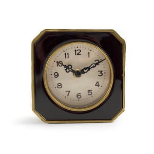 Black and Gold Rounded Square Table Clock
