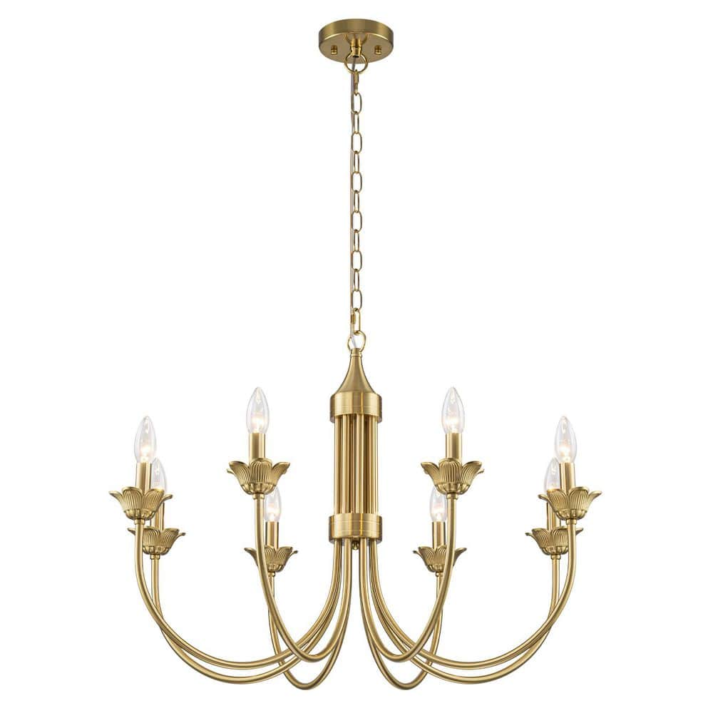 29.5 in. 8-Light Farmhouse Gold Candle Chandelier Transitional Hanging Pendant Light for Dining Room Living Room price history on PriceWatchPro