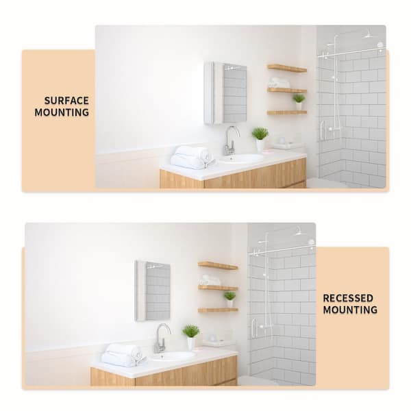 Taimei DIY Wall Frameless Mirror Medicine Cabinet 16 Wx20 Hx4.5/8” D  (MMC1620-SA) with Beveled edges, Color Satin, Bathroom Mirror Cabinet with