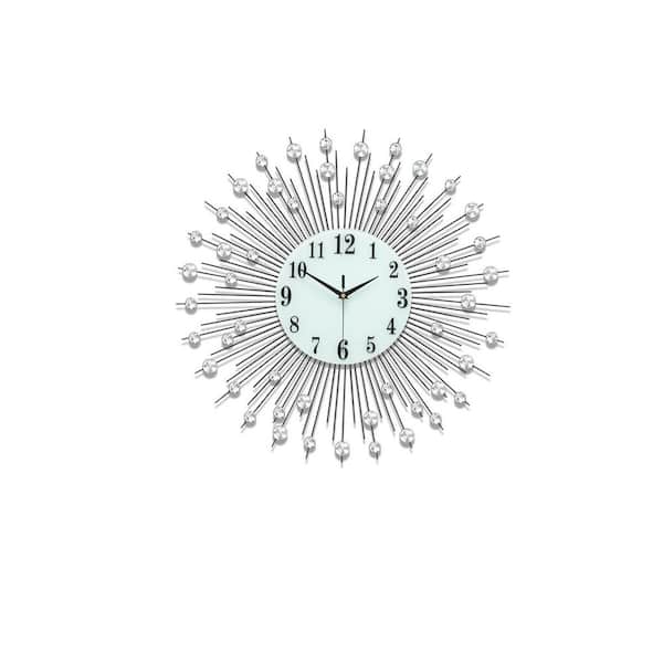 Unbranded 24 in. Silver Big Silent Wall Clock Battery Operated Non-Ticking