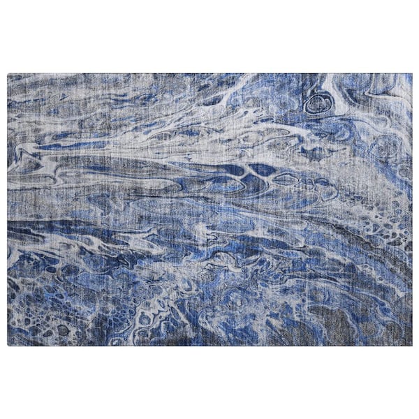 Dream Shag Premium Machine Washable Abstract ADS602 Blue 2 ft. x 3 ft. Accent Rug