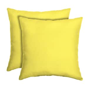 16 in. x 16 in. Lemon Yellow Leala Outdoor Square Pillow (2-Pack)