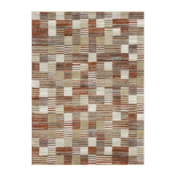 Home Decorators Collection Pernette Red/Beige 5 ft. 3 in. x 7 ft. Geometric Area Rug