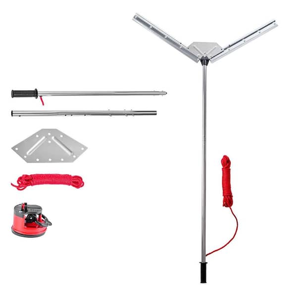 Lake Weed Cutter, 63.23 in. Handle Length, 37 in. Cutting Width, Steel Blades with 30 ft. Rope, for Cattails and More