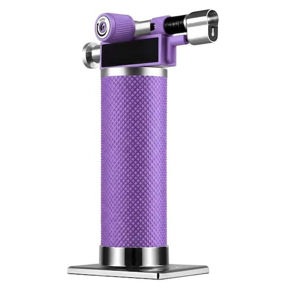 Metal, Purple Butane Torch Lighter with Dual Flame, Adjustable Flame, Refillable, For Baking (Butane Not Included)