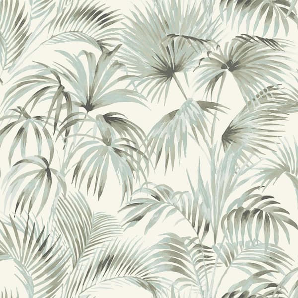 Chesapeake Manaus Blue Palm Frond Matte Paper Pre-Pasted Wallpaper Sample