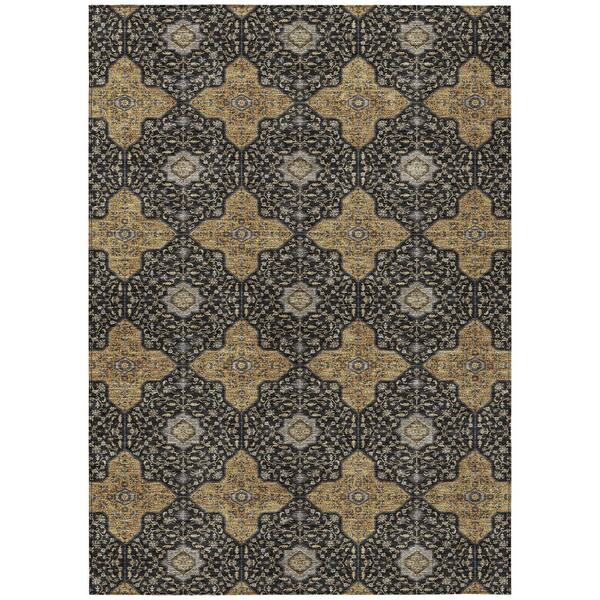Chantille Machine Washable Indoor/Outdoor Abstract ACN2410 Black 9 ft. x 12 ft. Area Rug