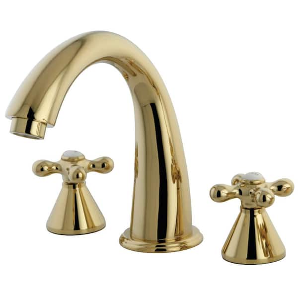 Kingston Brass Naples 2-Handle Deck Mount Roman Tub Faucet in Polished Brass
