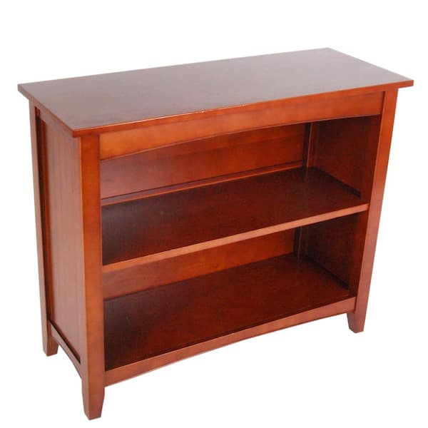 30 in. Cherry Wood 2-shelf Standard Bookcase with Storage