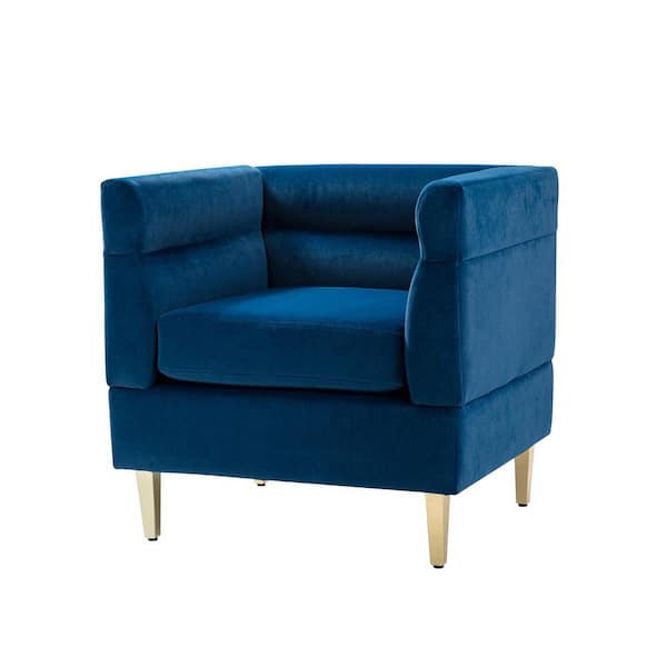 JAYDEN CREATION Maya Square Navy Barrel Chair with Metal Legs