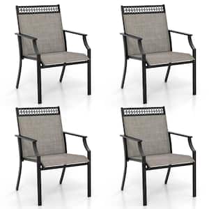 Patio Dining Chairs Outdoor Chairs with High Back and Armrests in Coffee (Set of 4)