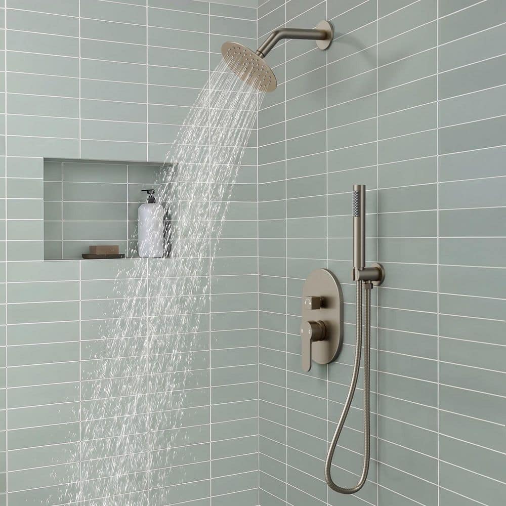 YAWWALK Dual Shower Head System 2-Spray Wall-Mounted Rainfall and