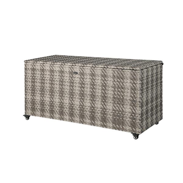 Gtnali Outdoor 96 Gal. Mix Gray PE Wicker Storage Deck Box with 4-Wheels
