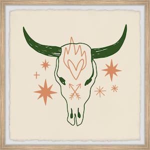 "Skull with Green Horns" by Marmont Hill Framed Animal Art Print 12 in. x 12 in.