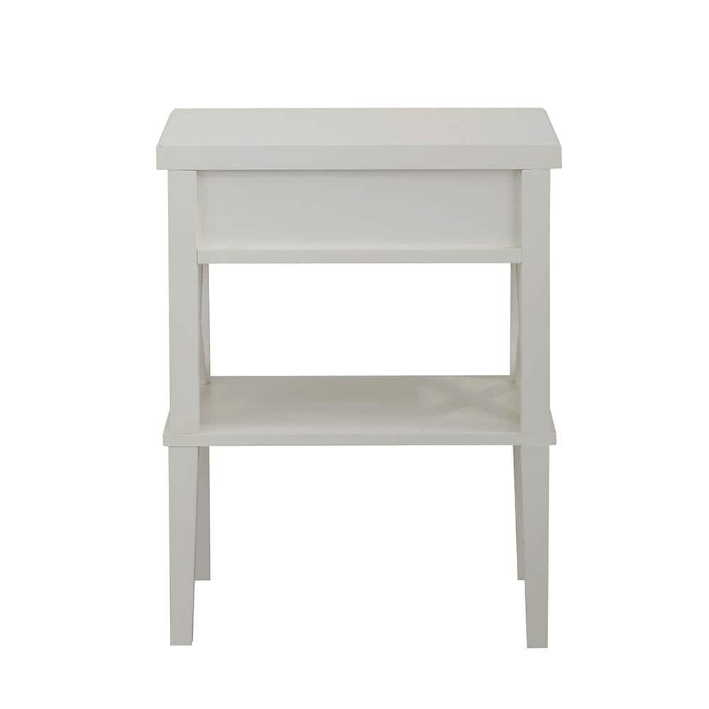 Marta White Wood 1-Drawer Nightstand with Open Shelf
