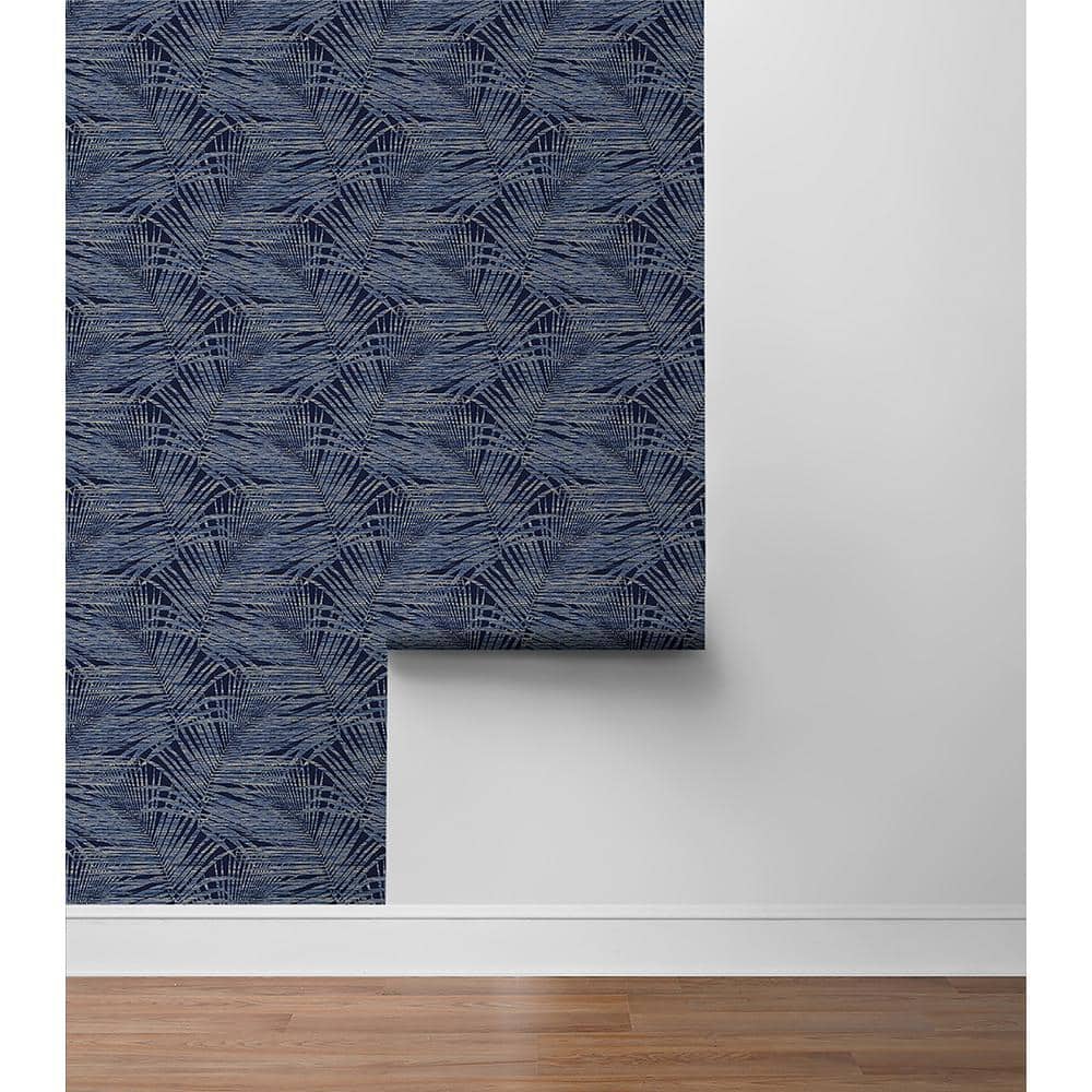 Indigo Vinyl Peel and Stick Tropical Wallpaper Roll