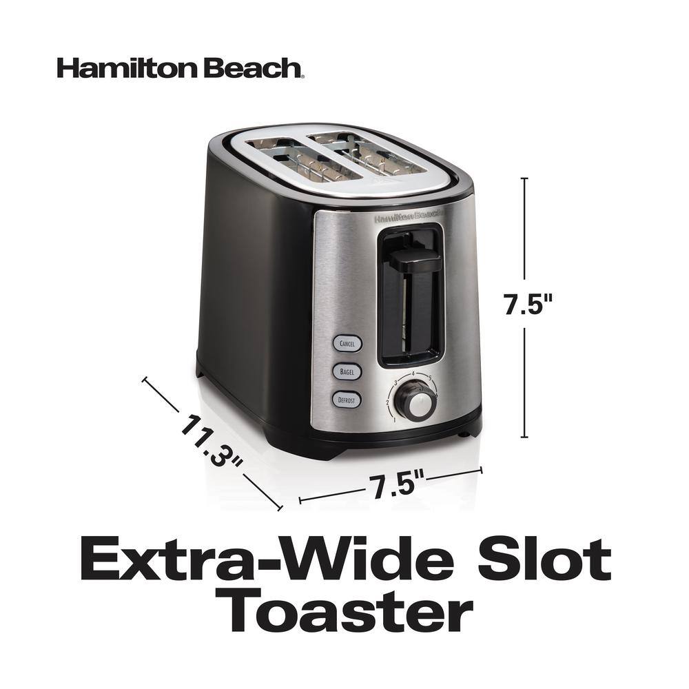 Hamilton Beach Black Stainless Steel 2-Slice Toaster with Wide Slots