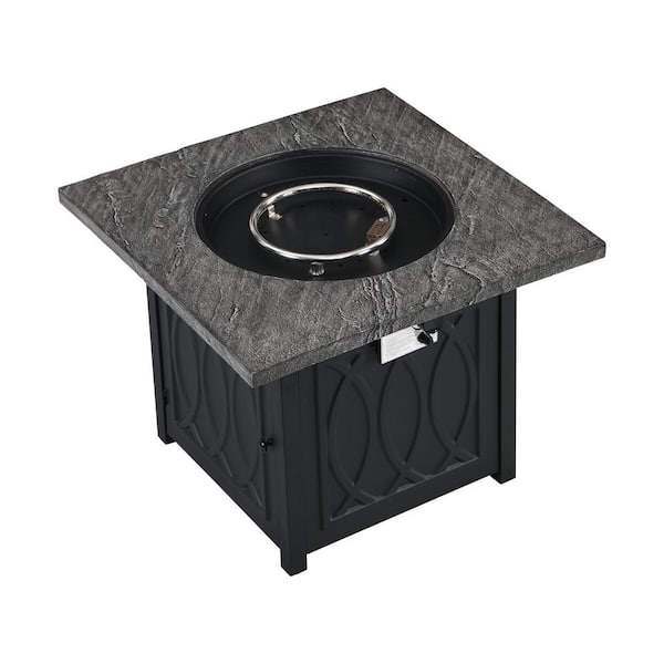 maocao hoom 32 in. x 25 in. 50000 BTU Square Gray Metal Propane Gas Fire Pit Table