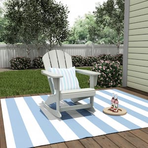 Laguna Fade Resistant Outdoor Patio HDPE Poly Plastic Adirondack Porch Rocking Chair in Sand