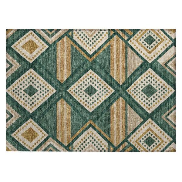 Chantille Machine Washable Indoor/Outdoor Abstract ACN3128 Emerald 2 ft. x 3 ft. Accent Rug