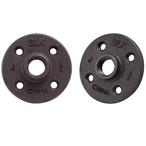 Pipe Decor 1/2 in. Black Iron Pipe Flange (2-Pack)
