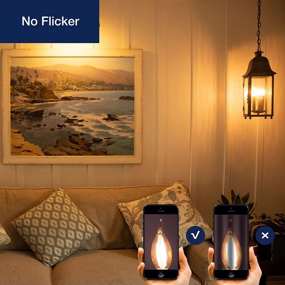 Amber Glass Dimmable LED Candelabra Bulbs 6-Pack