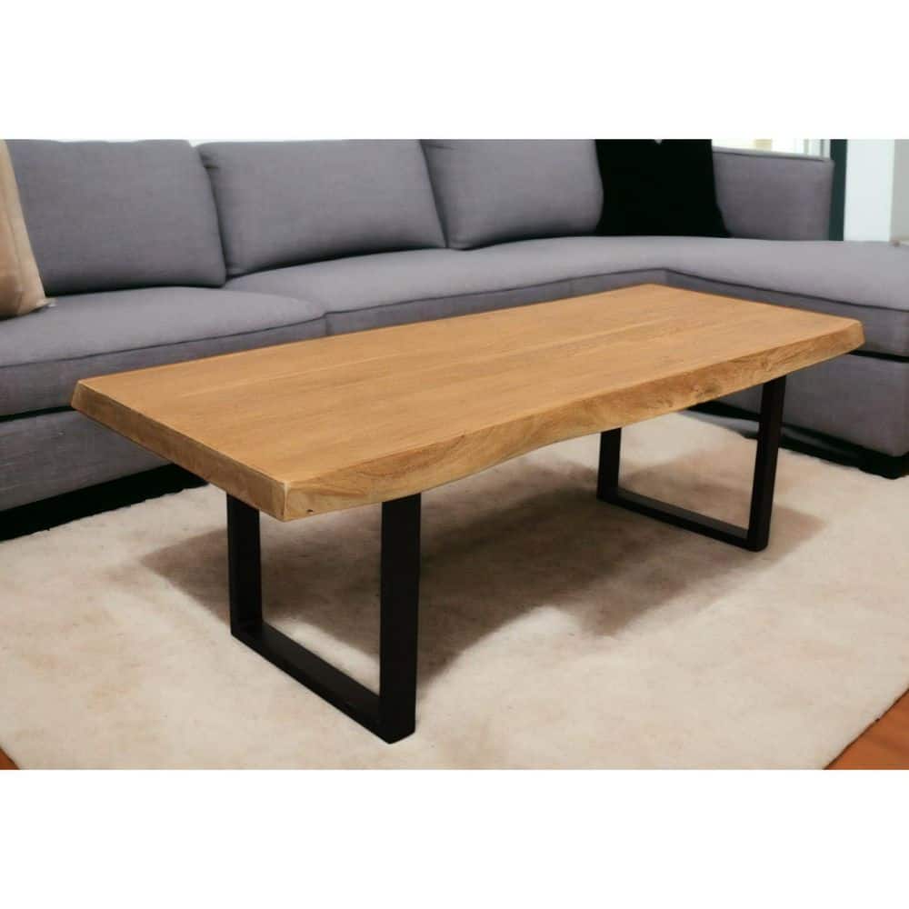 70.00 in. Natural Rectangle Solid Wood Coffee Table
