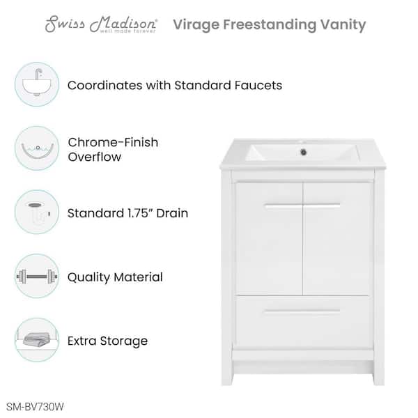 Virage 24 in. W x 18.31 in. D x 33.44 in. H Freestanding, Bathroom Vanity in Glossy White