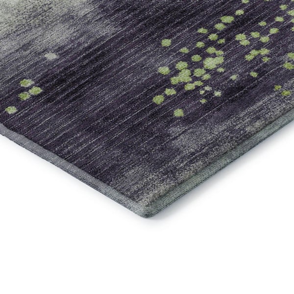 Mayfield Premium Machine Washable Abstract AMF1995 Aloe 2 ft. x 7 ft. Runner Rug