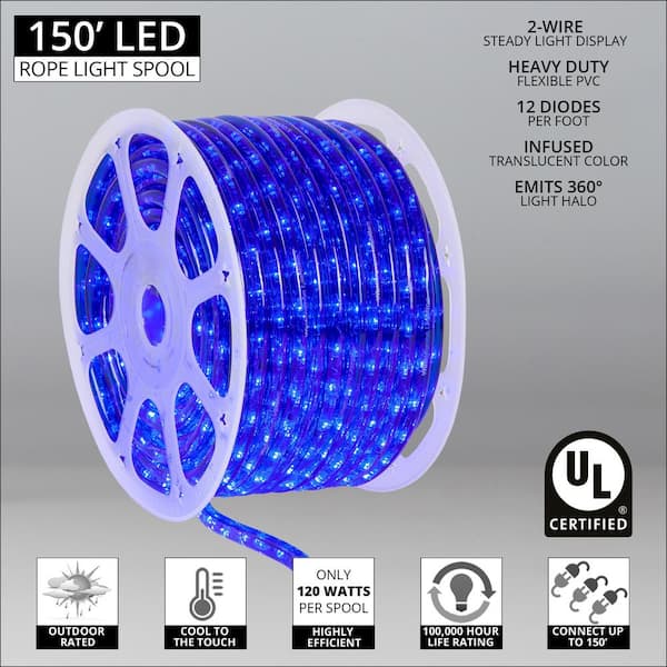 Wintergreen Lighting 150 Ft 1800 Light Led Blue Rope Kit 73664 The Home Depot 1800 Light Led Blue Rope Kit, Heavy Duty Outdoor Led Rope Lights