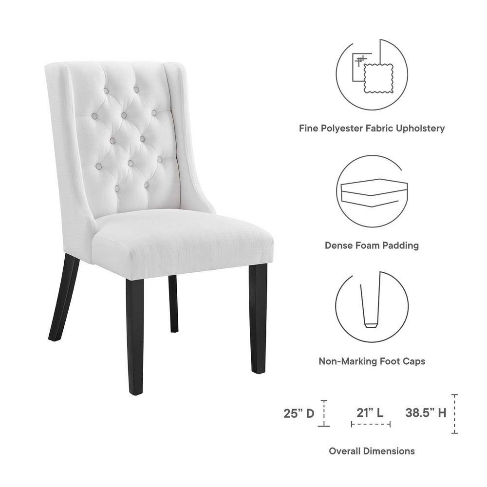 White Upholstered Leather Parsons Side Chair with Wood Frame