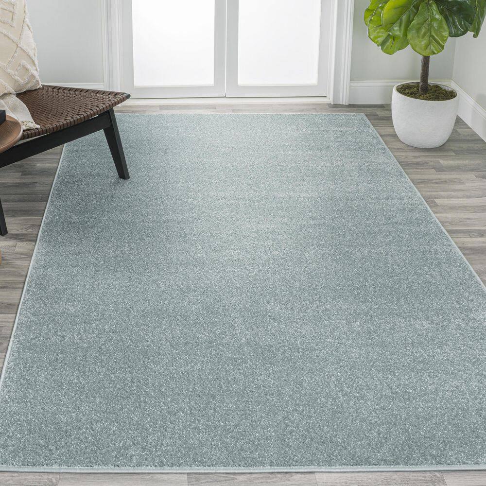 Light Blue Solid Synthetic 9' x 12' Reversible Area Rug