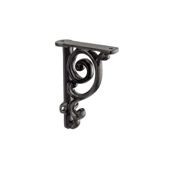 3-9/16 in. (90 mm) x 3-15/16 in. (100 mm) Matte Black Forged Iron Rustic Decorative Shelf Bracket