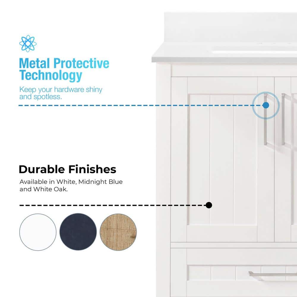Pure White 30" Freestanding Bathroom Vanity with Sink