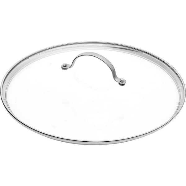 12 in. Tempered Glass Oven-safe Up to 390° with Stainless Steel Handle Pot Lid Saucepan Lid Round Fry Pan Lid