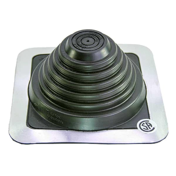 Gibraltar Building Products 1/4 in. x 5-3/4 in. Aluminum Base Vent Pipe Flashing with Adjustable Rubber Collar in Black