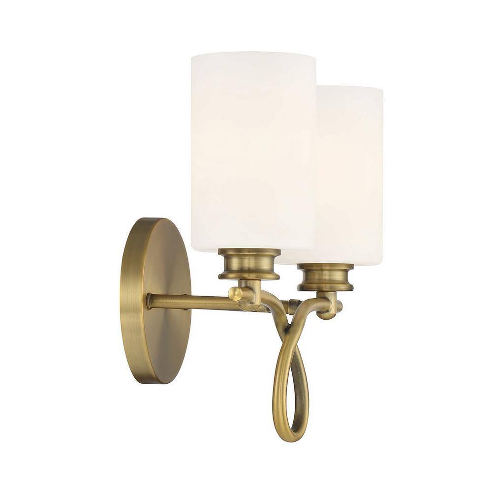 Woodbury Warm Brass 2-Light Bathroom Vanity Fixture