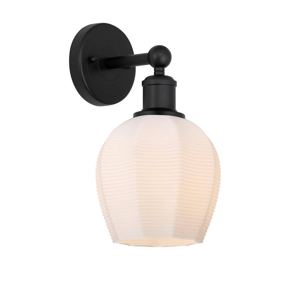 Norfolk 1-Light Matte Black, Matte White Wall Sconce with White Glass Shade price history on PriceWatchPro