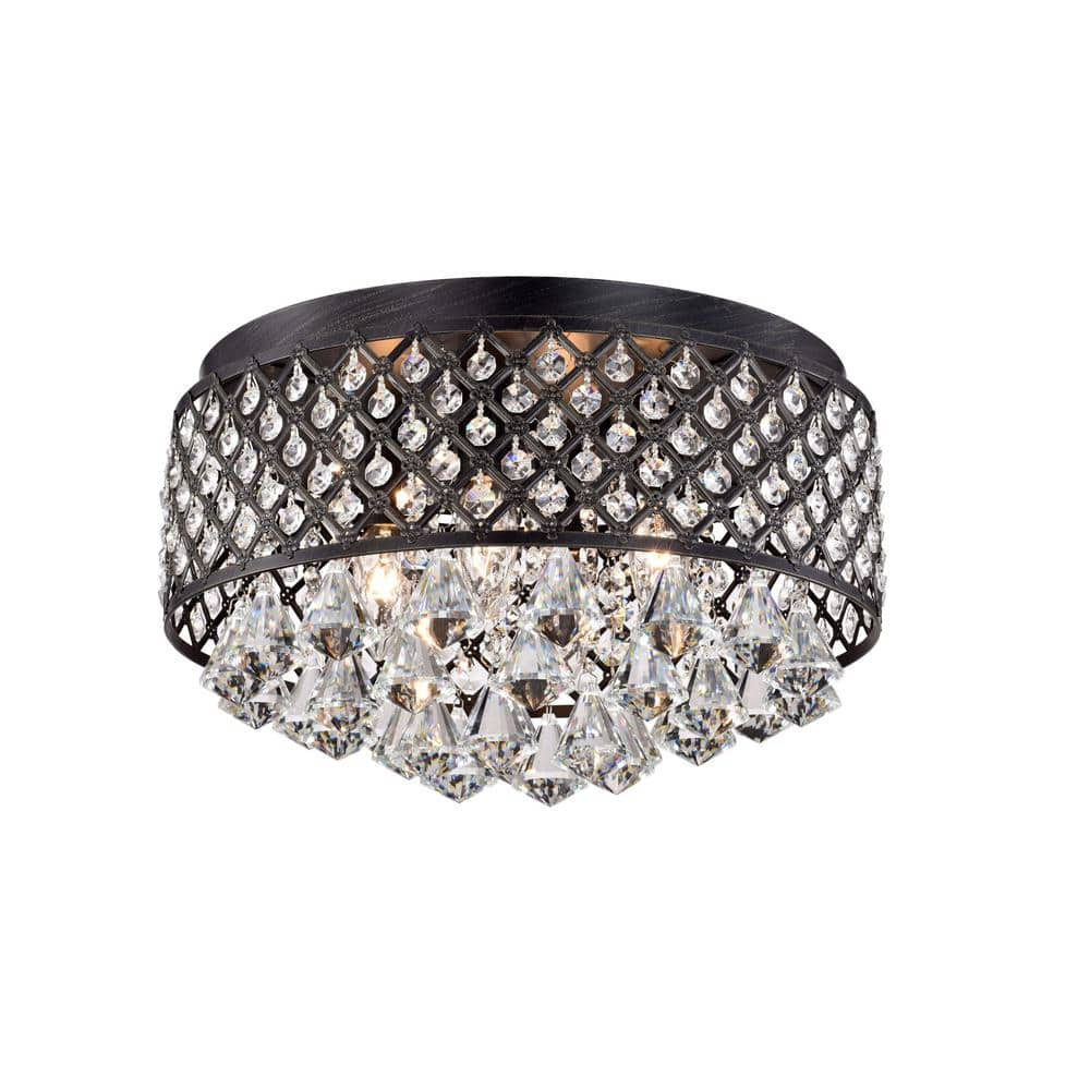 Jojospring Betty 15 in. Dia 4-Light Antique Black Flush Mount ...