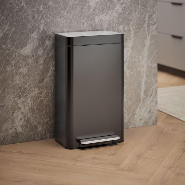 KOHLER 8 Gal. Loft Stainless Steel Trash Can in Black Stainless K