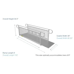 PATHWAY 3G 8 ft. Wheelchair Ramp Kit with Solid Surface Tread and Vertical Picket Handrails