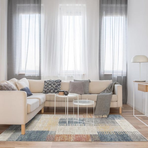 Winsor Julien Multi-Colored 5 ft. x 7 ft. Abstract Patchwork Indoor Area Rug